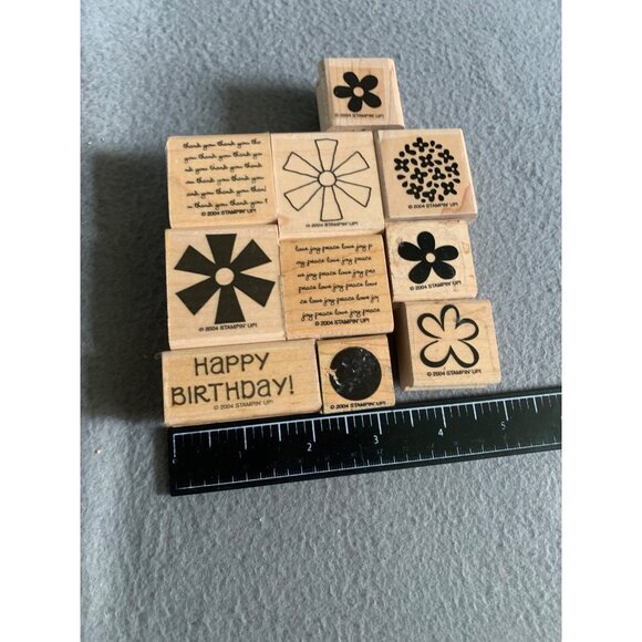 Stampin Up Flower & Sentiment Rubber Stamps Set - Birthday Thank You Love & Joy - Picture 4 of 4